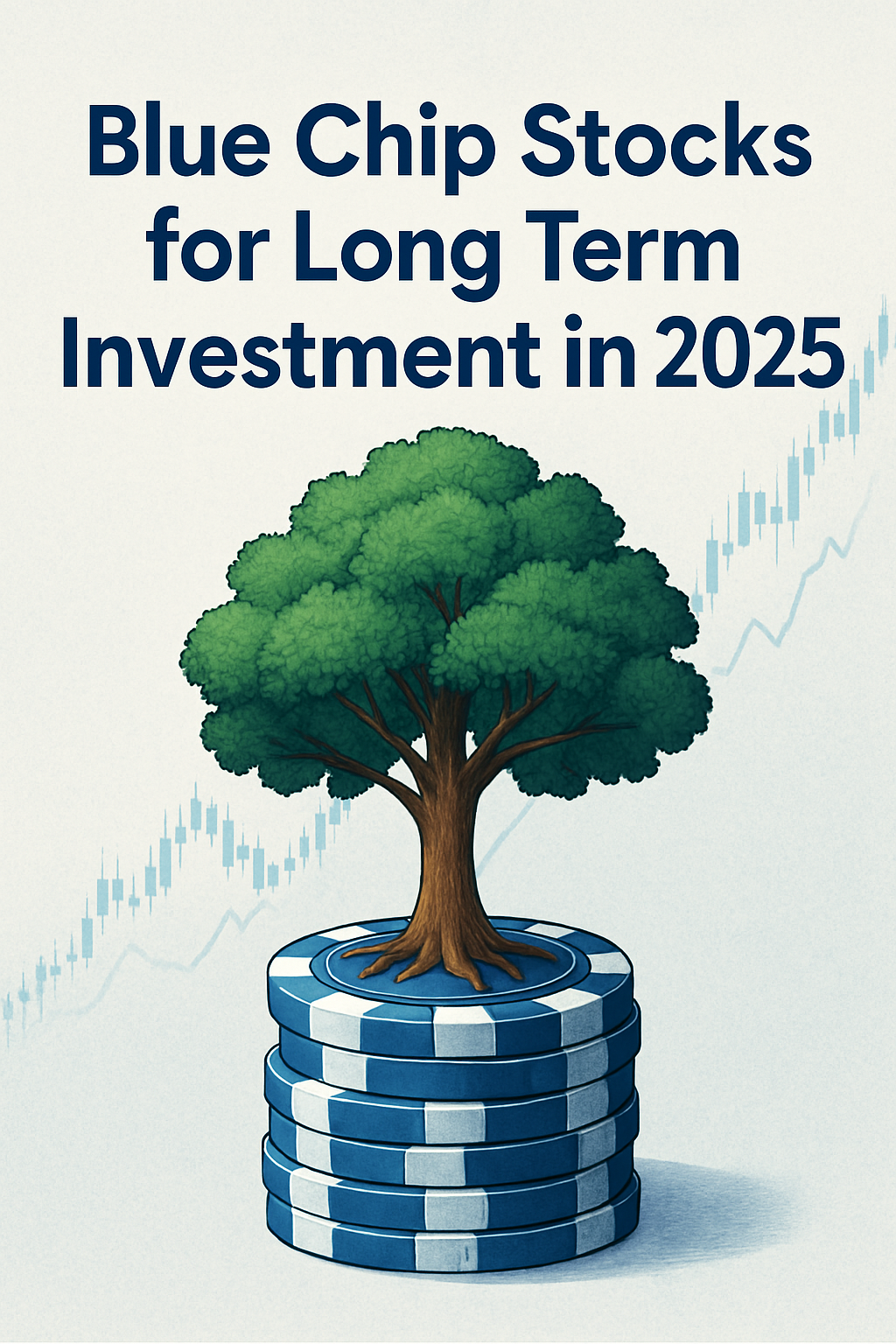 Top-performing blue chip stocks for long term investment in 2025 displayed on a digital stock market chart
