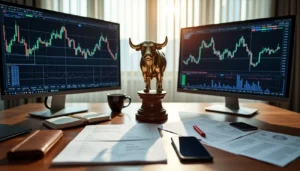 Stock market analysis tools including charts, graphs, and financial data on a digital screen"