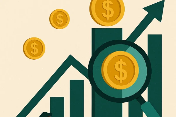 Graph and icons representing the best dividend portfolio for monthly income with consistent cash flow